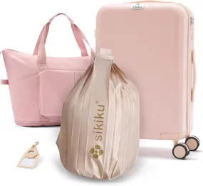 4-Piece Lightweight Luggage Sets for Women, Hardshell Spinner Suitcase with TSA Lock, Expandable Duffel Bag, Luggage Strap, and Leather TagPink, 20inch)