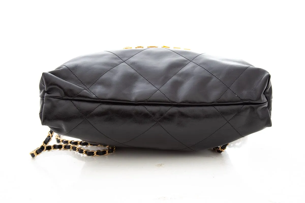 Chanel 22 2023 Black Calfskin Leather Backpack