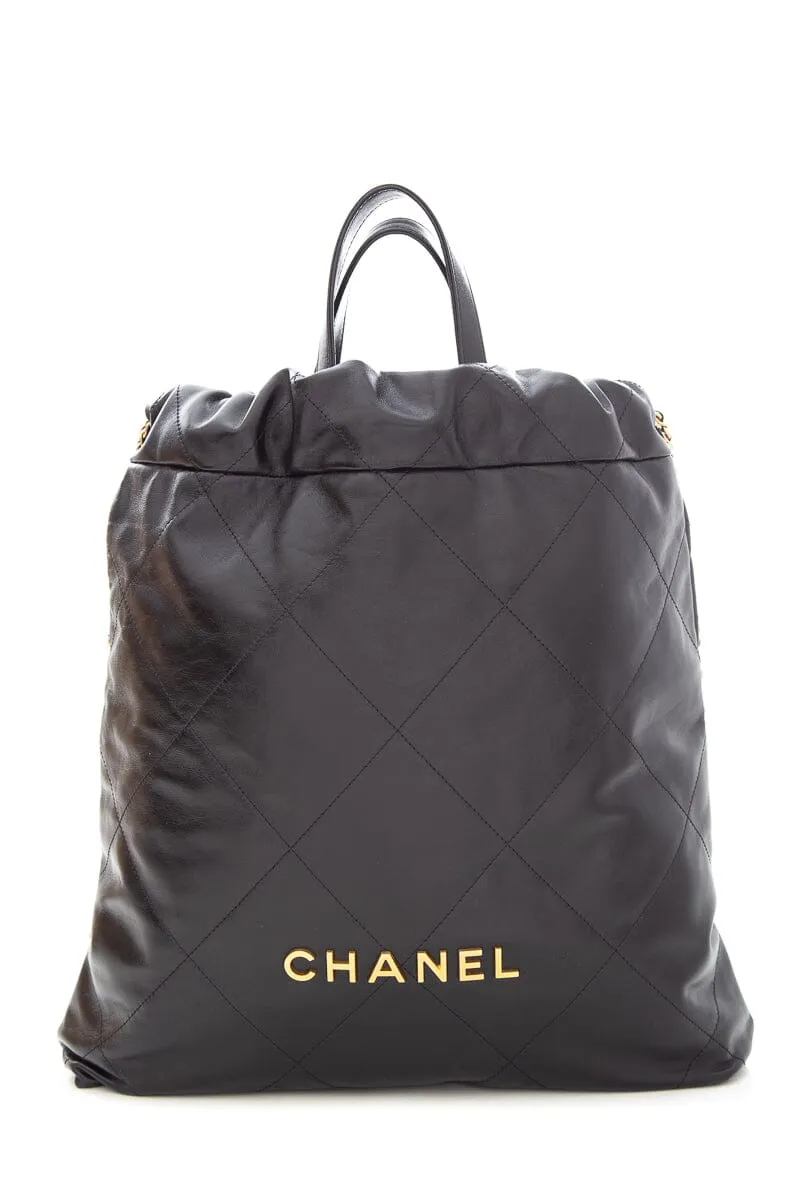 Chanel 22 2023 Black Calfskin Leather Backpack