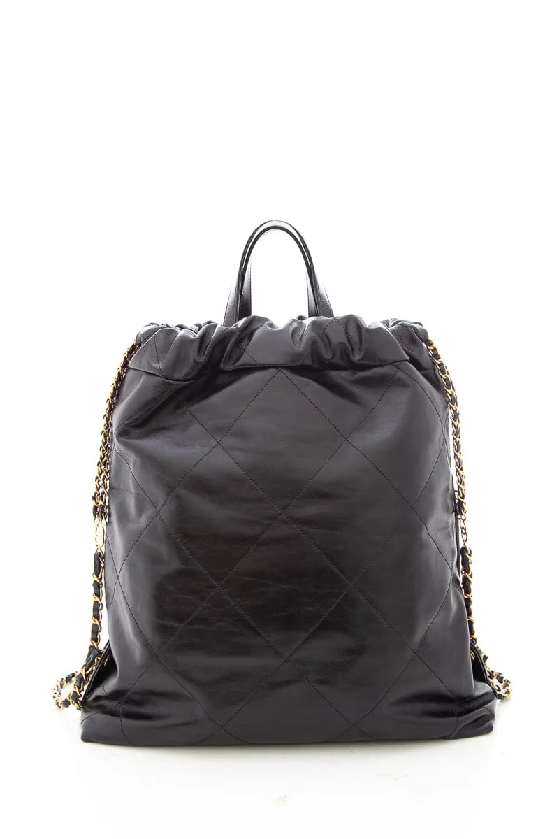 Chanel 22 2023 Black Calfskin Leather Backpack
