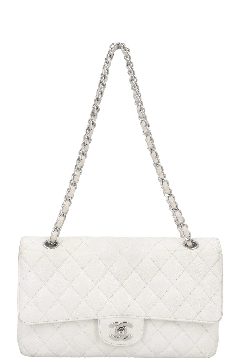 CHANEL Classic Double Flap Bag Medium White