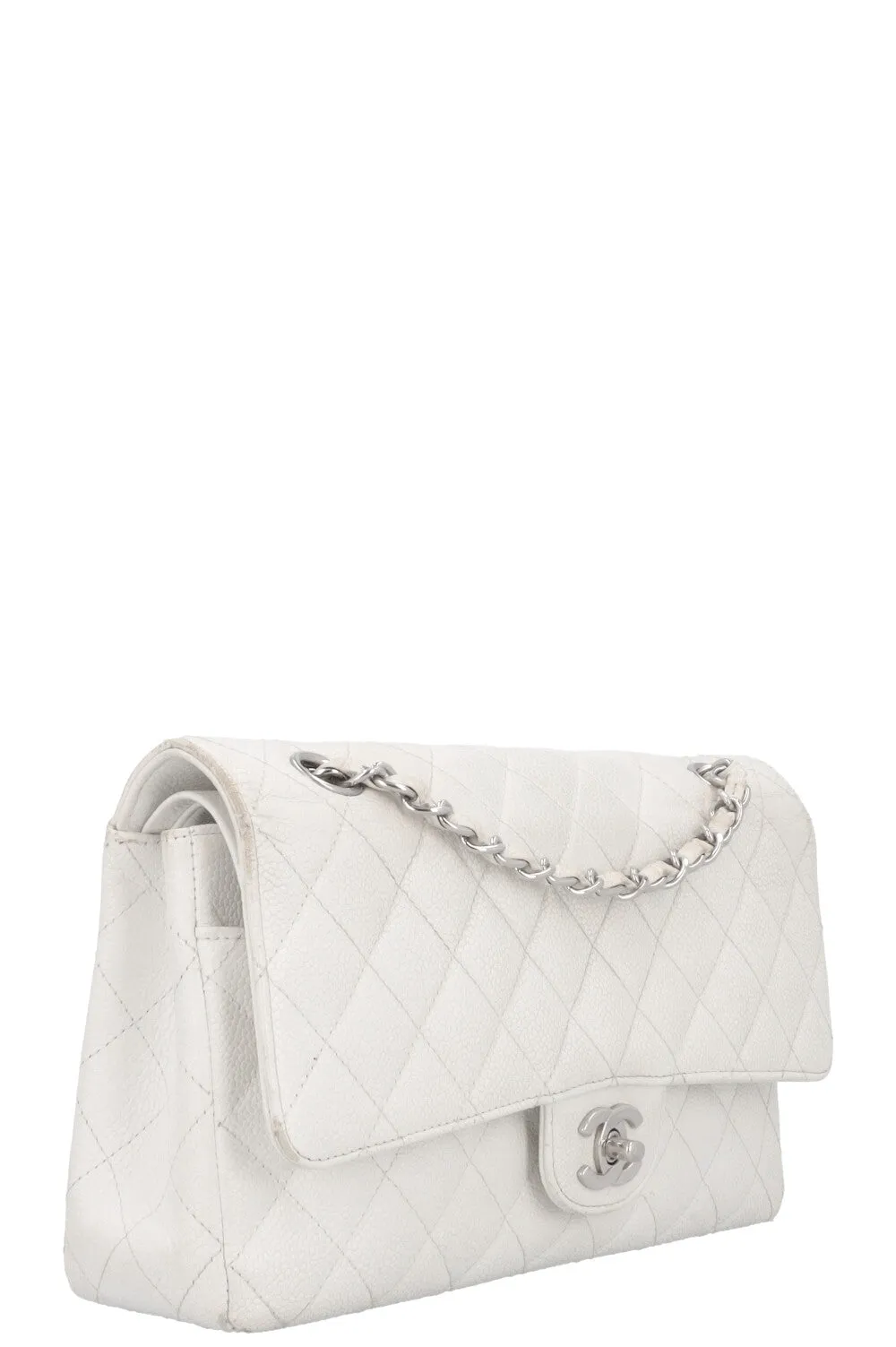 CHANEL Classic Double Flap Bag Medium White