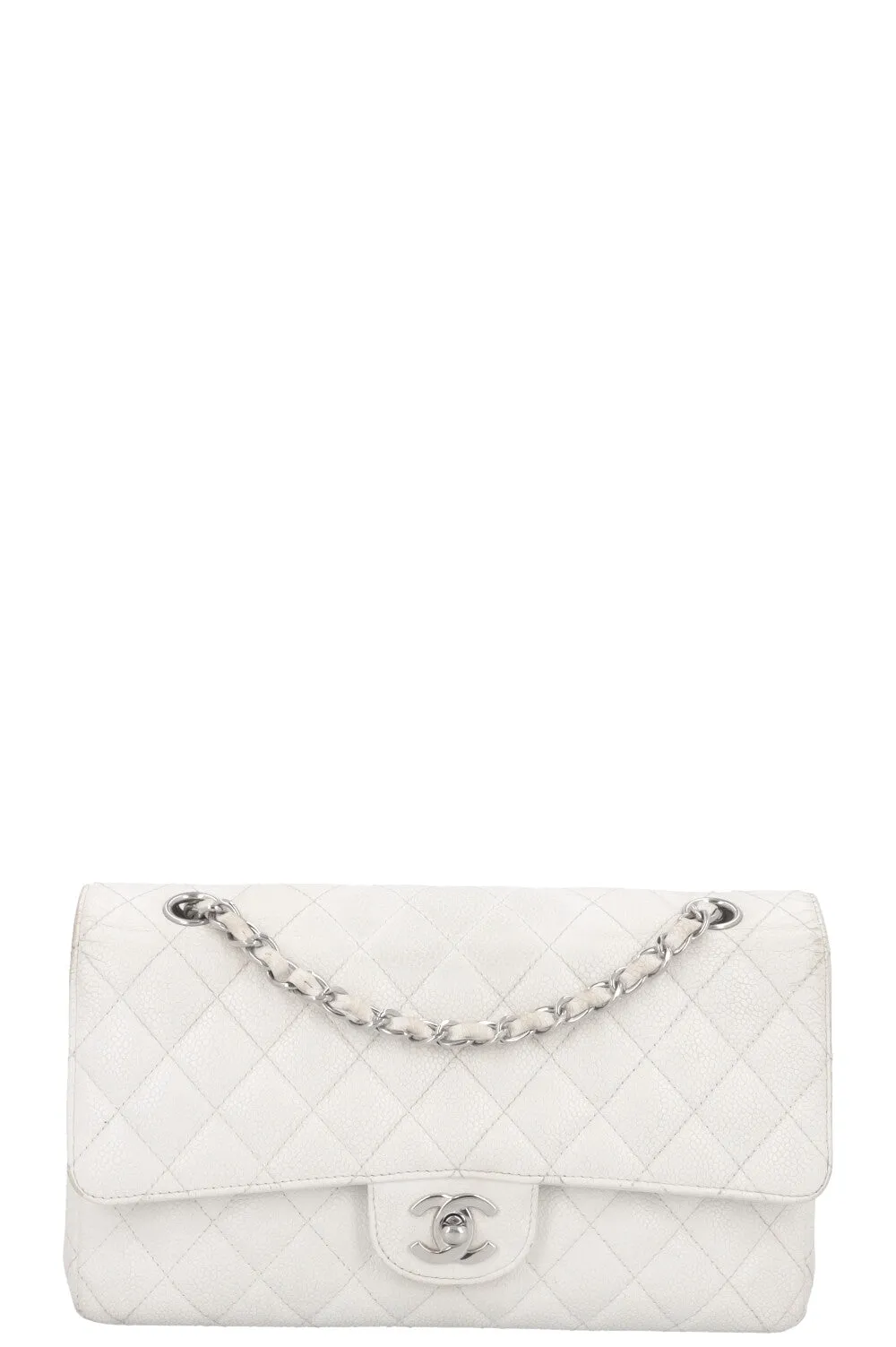CHANEL Classic Double Flap Bag Medium White