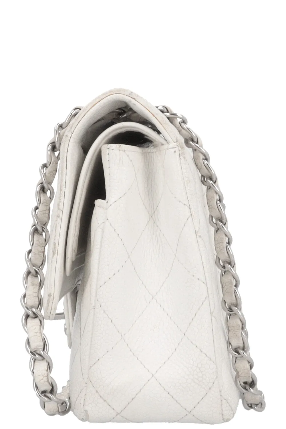 CHANEL Classic Double Flap Bag Medium White