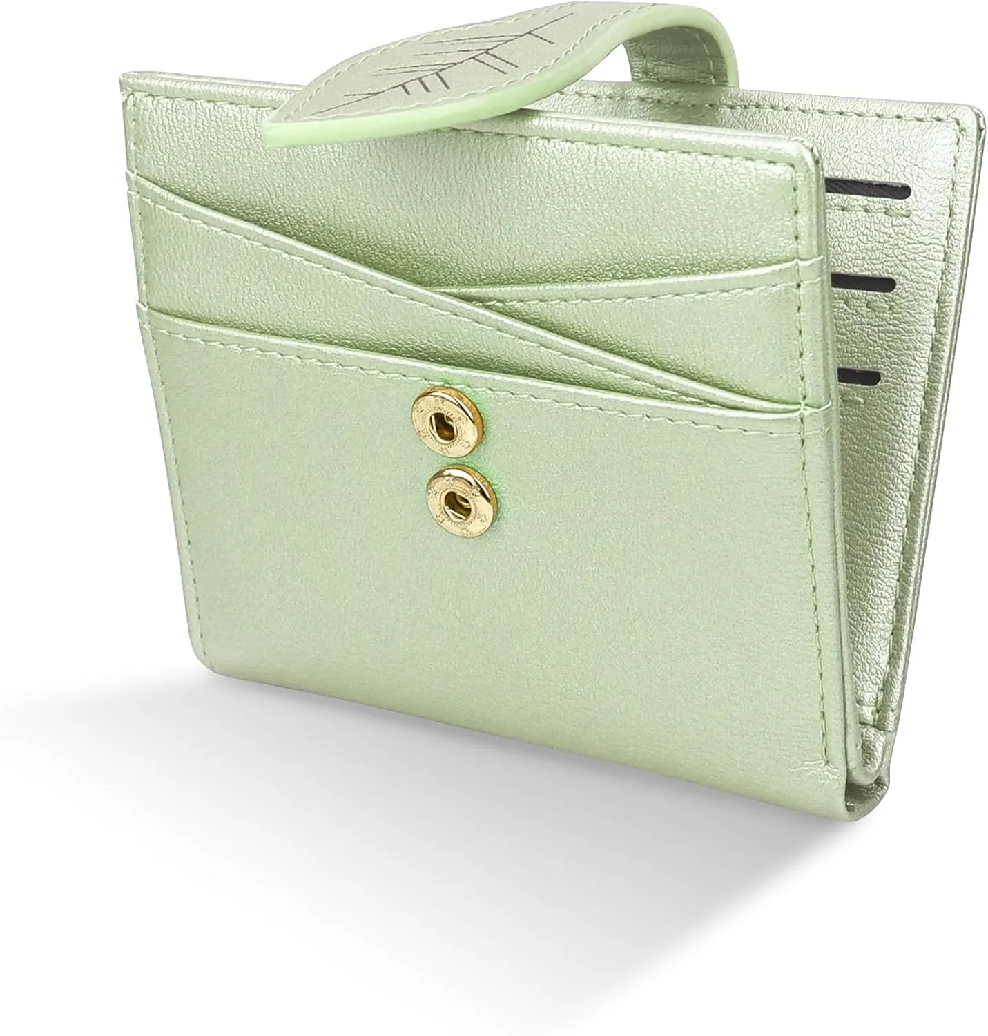 conisy Women's Small PU Vegan Leather Thin Purse with Zip Coin Compartment with RFID Protection, light green, 10,3 x 9,5 x 1,8 cm, Casual