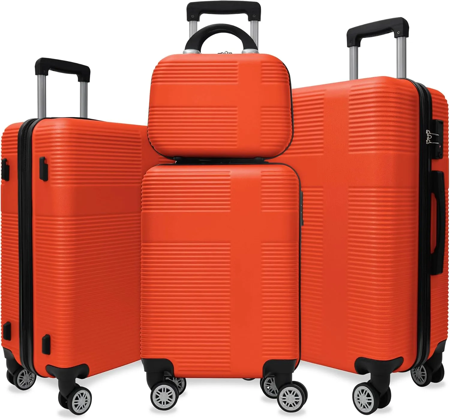 Hardshell Luggage Sets 4 Piece,Lightweight Luggage sets with Spinner Wheels,Travel Rolling Suitcase Clearance with TSA Lock for Women Men,Orange(12/20/24/28inch)