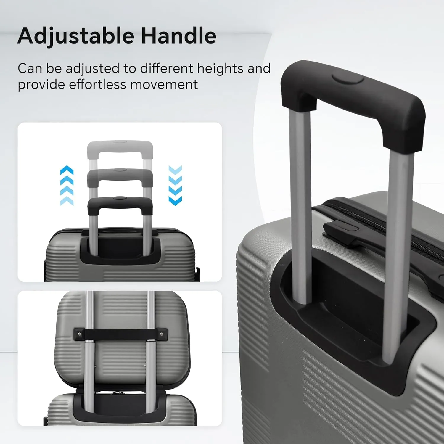 Hardshell Luggage Sets 4 Piece,Lightweight Luggage sets with Spinner Wheels,Travel Rolling Suitcase Clearance with TSA Lock for Women Men,Silver Grey(12/20/24/28inch)