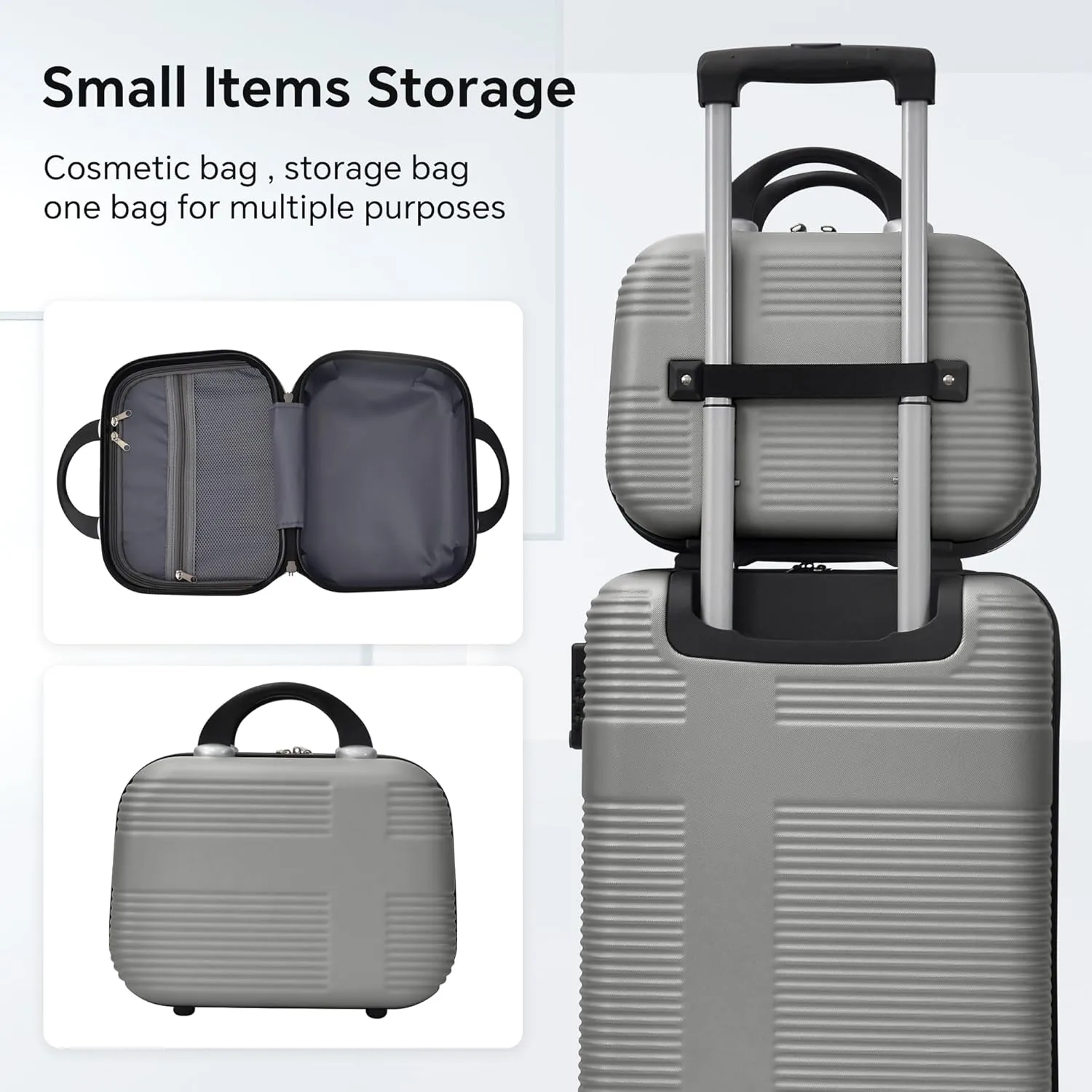 Hardshell Luggage Sets 4 Piece,Lightweight Luggage sets with Spinner Wheels,Travel Rolling Suitcase Clearance with TSA Lock for Women Men,Silver Grey(12/20/24/28inch)