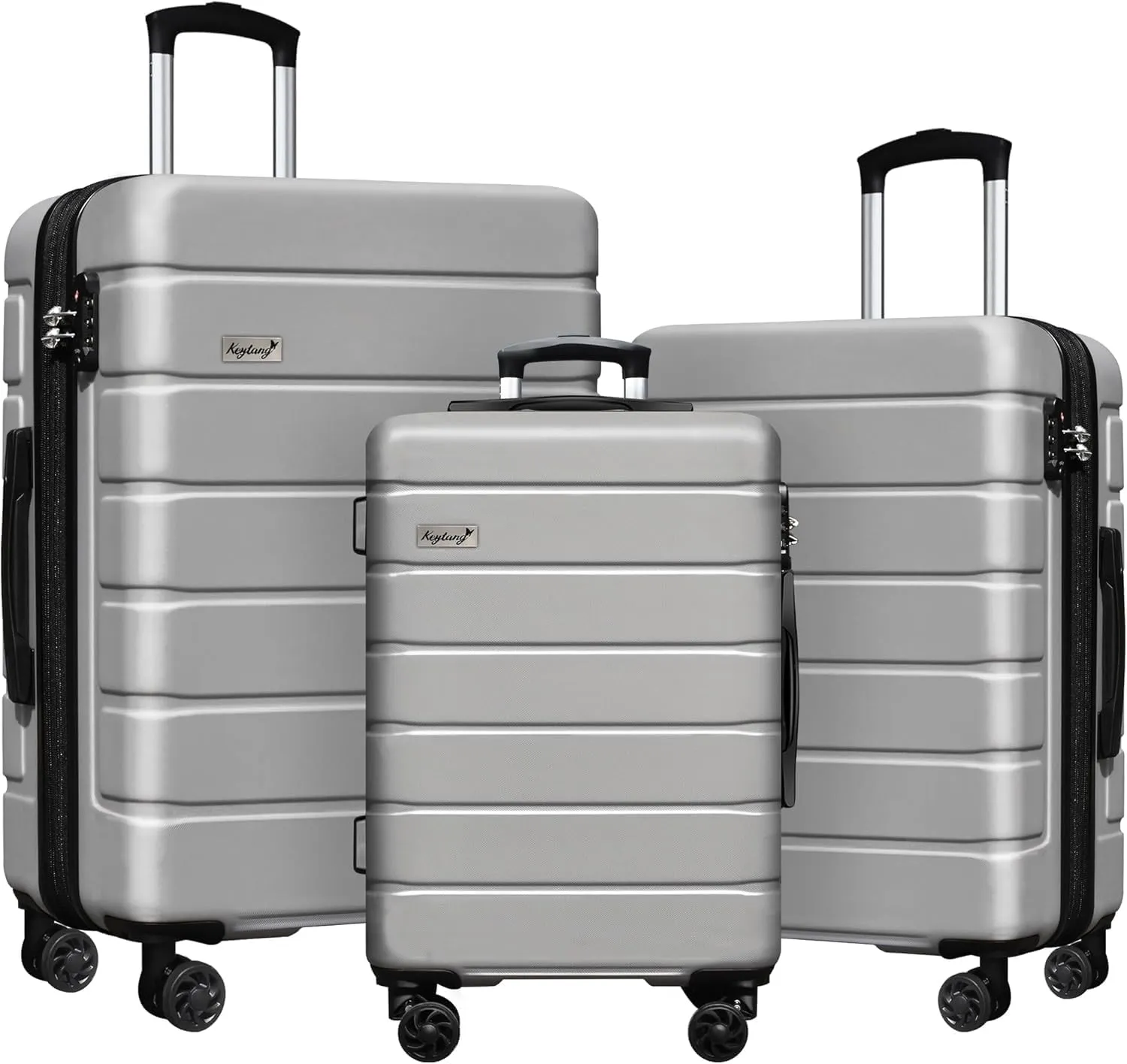 Hardside Expandable Spinner Wheels Luggage Suitcase W/TSA Lock, Silver, 001-3pcs