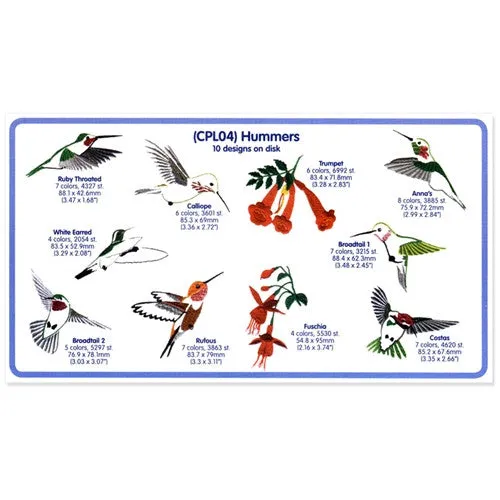 Hummers Embroidery CD by Cactus Punch