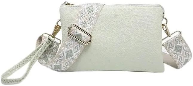 JEN & CO. Izzy Vegan Leather Crossbody Bags Clutch Purses Wristlet Wallet Shoulder Handbag with Guitar Strap for Women