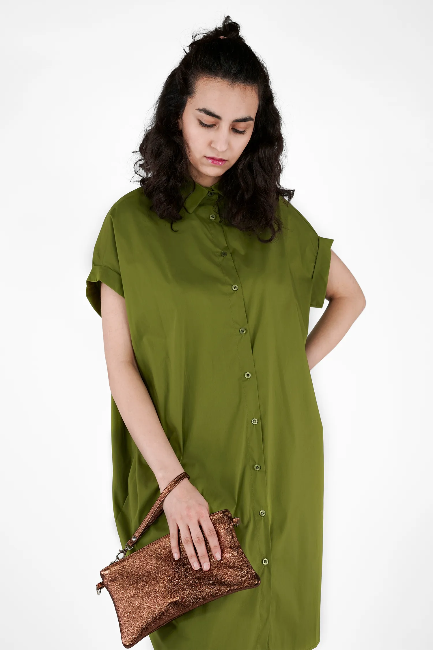 Lederclutch KAIA in Glanz-Optik