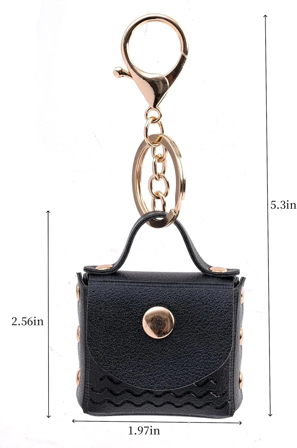Mini Handbag Keychain，Bag Charms ，Coin Wallet, Earphone Pouch, Keychain - Elegant and Minimalist Design for Women (Black)
