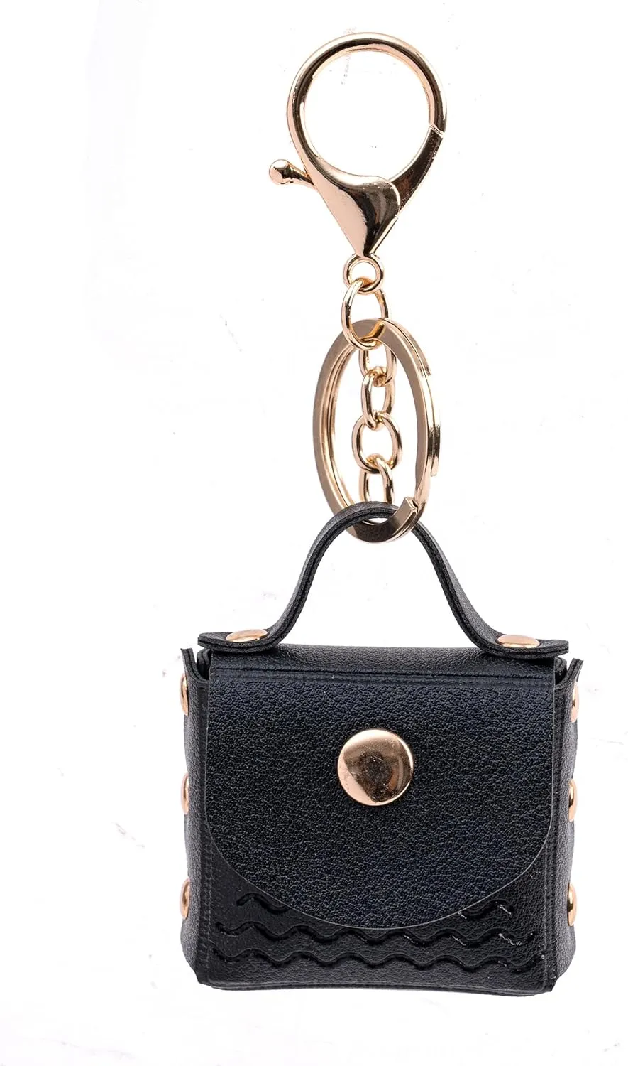 Mini Handbag Keychain，Bag Charms ，Coin Wallet, Earphone Pouch, Keychain - Elegant and Minimalist Design for Women (Black)