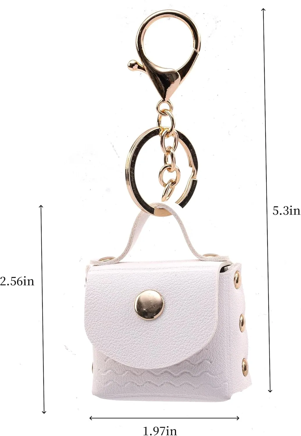 Mini Handbag Keychain，Bag Charms ，Coin Wallet, Earphone Pouch, Keychain - Elegant and Minimalist Design for Women(White)