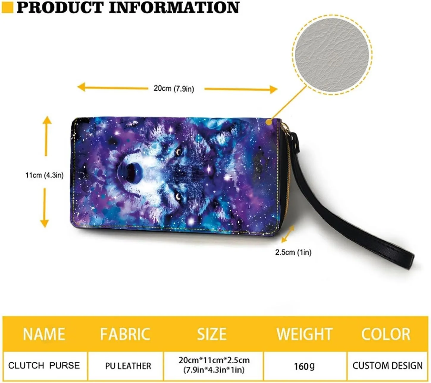Mumeson Womens Luxury Leather PU Long Wallet with Wristlet Casual Clutch Wallet Zipper Around Small Handbag, Wolf, One Size, Casual