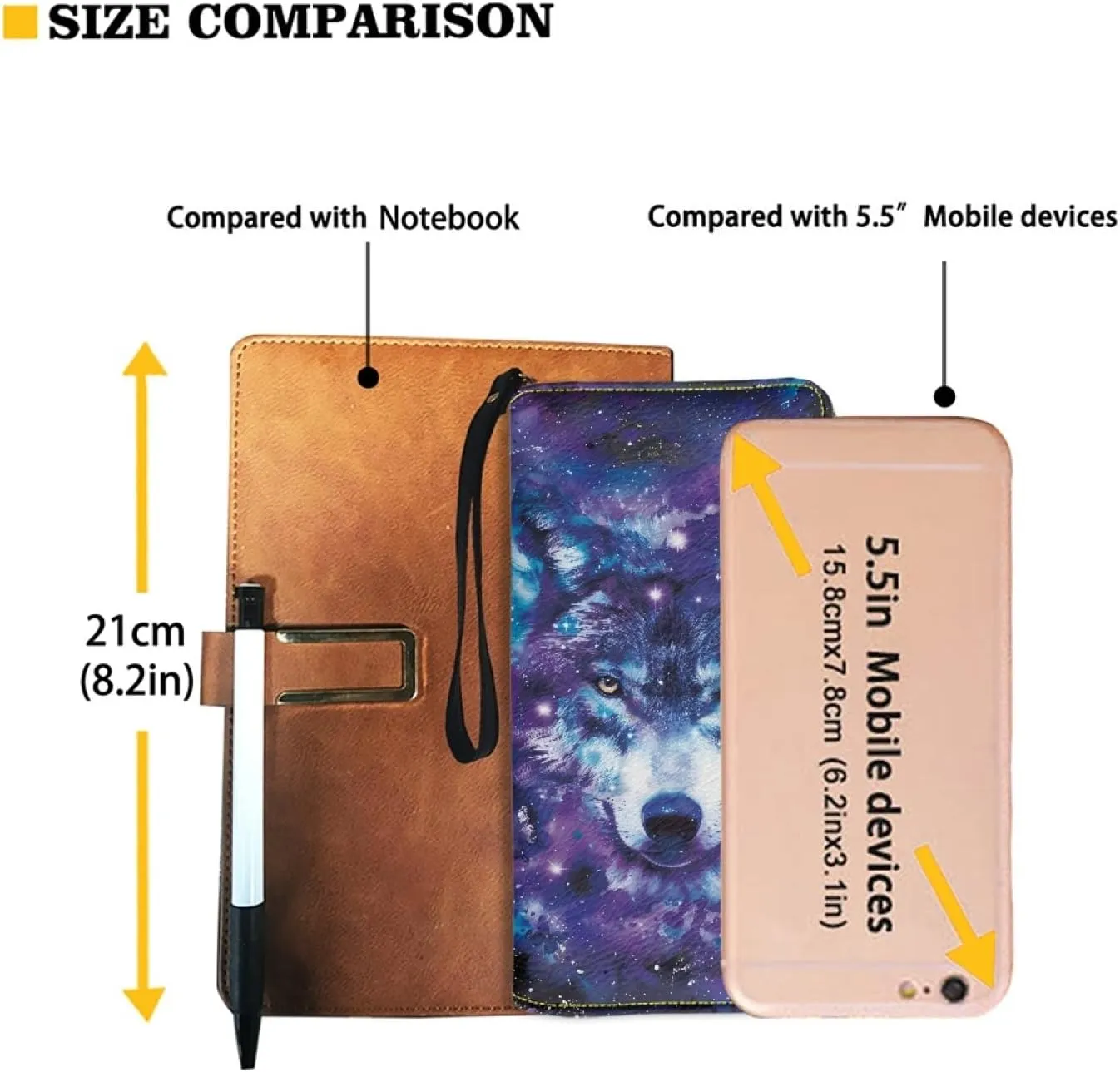 Mumeson Womens Luxury Leather PU Long Wallet with Wristlet Casual Clutch Wallet Zipper Around Small Handbag, Wolf, One Size, Casual