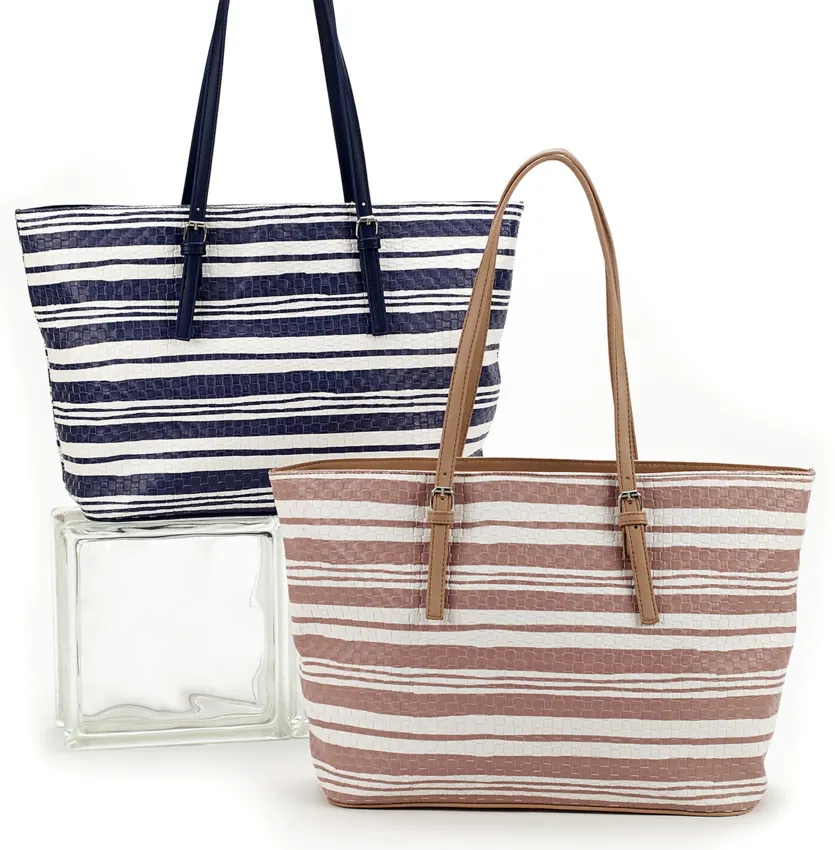 Nautical Woven Tote Bag Navy