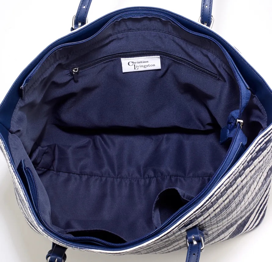 Nautical Woven Tote Bag Navy