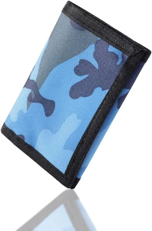 Nitort Wallet, Canvas Outdoor Sports Wallets for Kid, Lovely Wallet with Zipper for Kids- Front Pocket Wallet with Magic Sticker, 1-Blue, Kids, Casual
