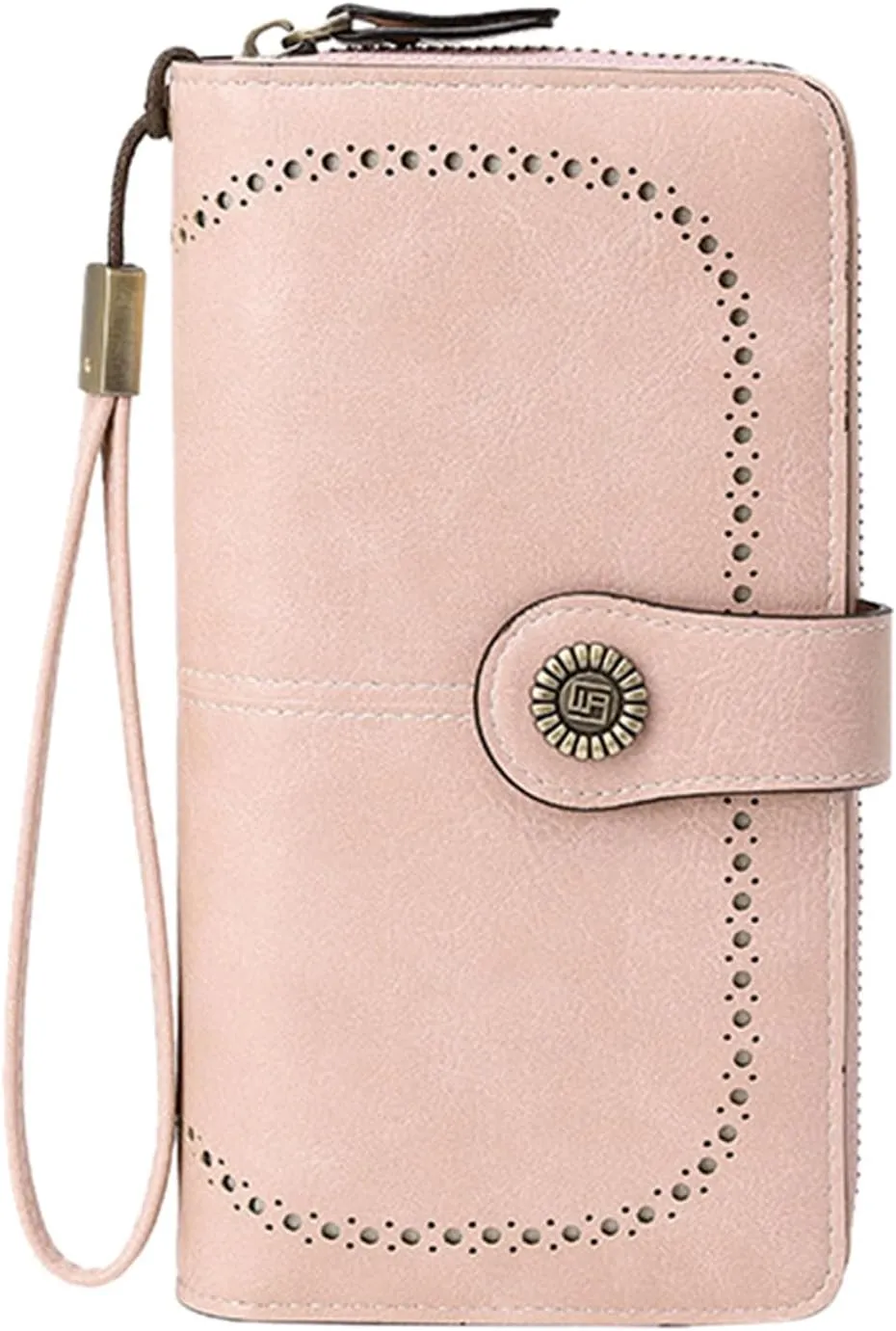 Rfid Wallet Women, Leather Wristlet Wallets, Bifold Rfid Blocking Zip Around Large Capacity Credit Card Wallet Clutch Purses