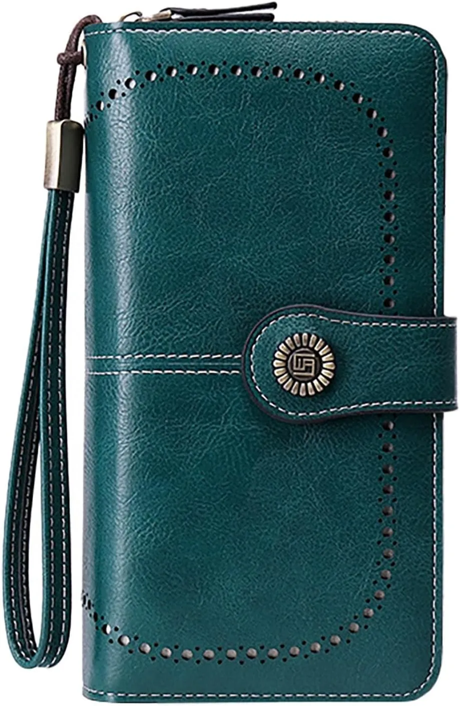 Rfid Wallet Women, Leather Wristlet Wallets, Large Capacity Bifold Zip Around Rfid Blocking Credit Card Holder Clutch Purses