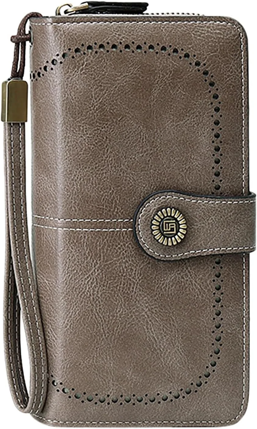 Rfid Wallet Women,Leather Zip Around Rfid Blocking Bifold Large Capacity Card Wallets for Women Girls Ladies Mom