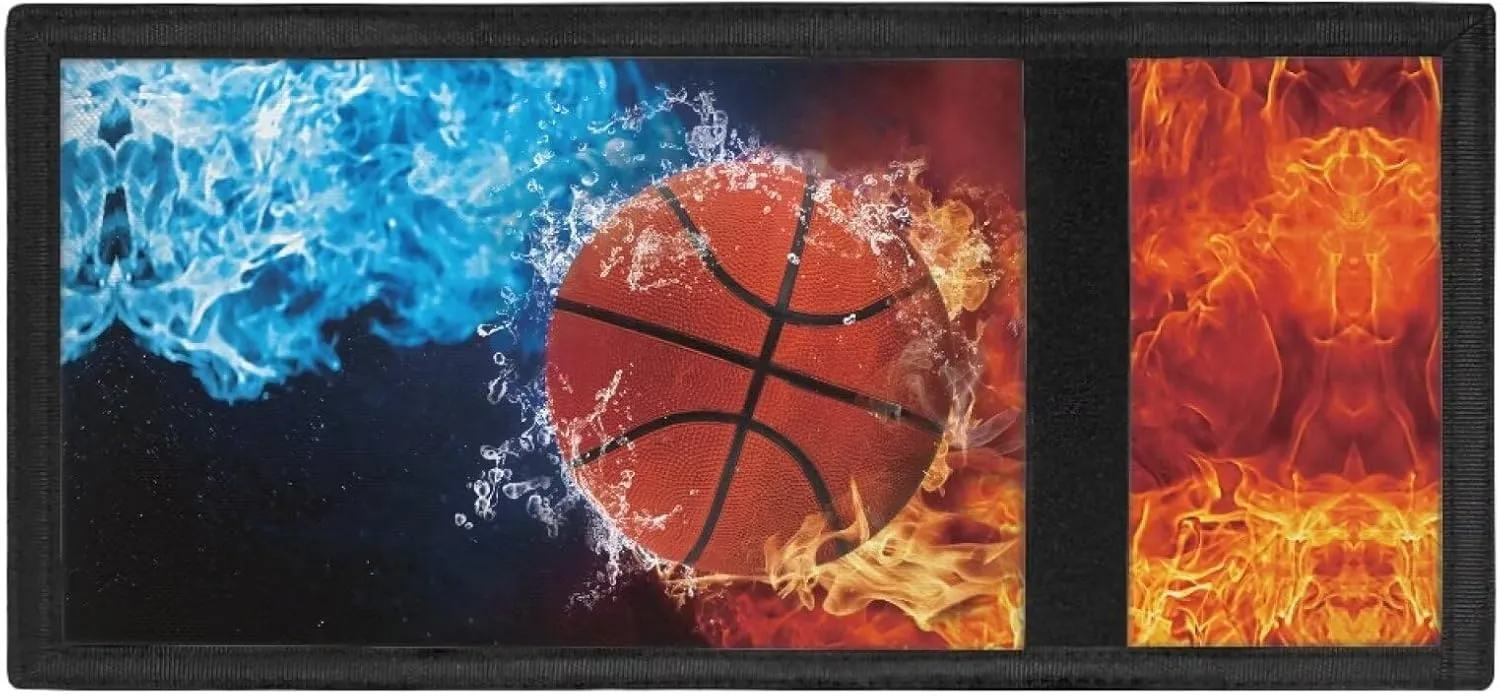 Rnyleeg Kids Wallet for Boys & Girls,Sport Theme Trifold Wallet with Coin Pocket,Cash Pocket Novelty Wallet for Childrens Gifts, Basketball, Casual