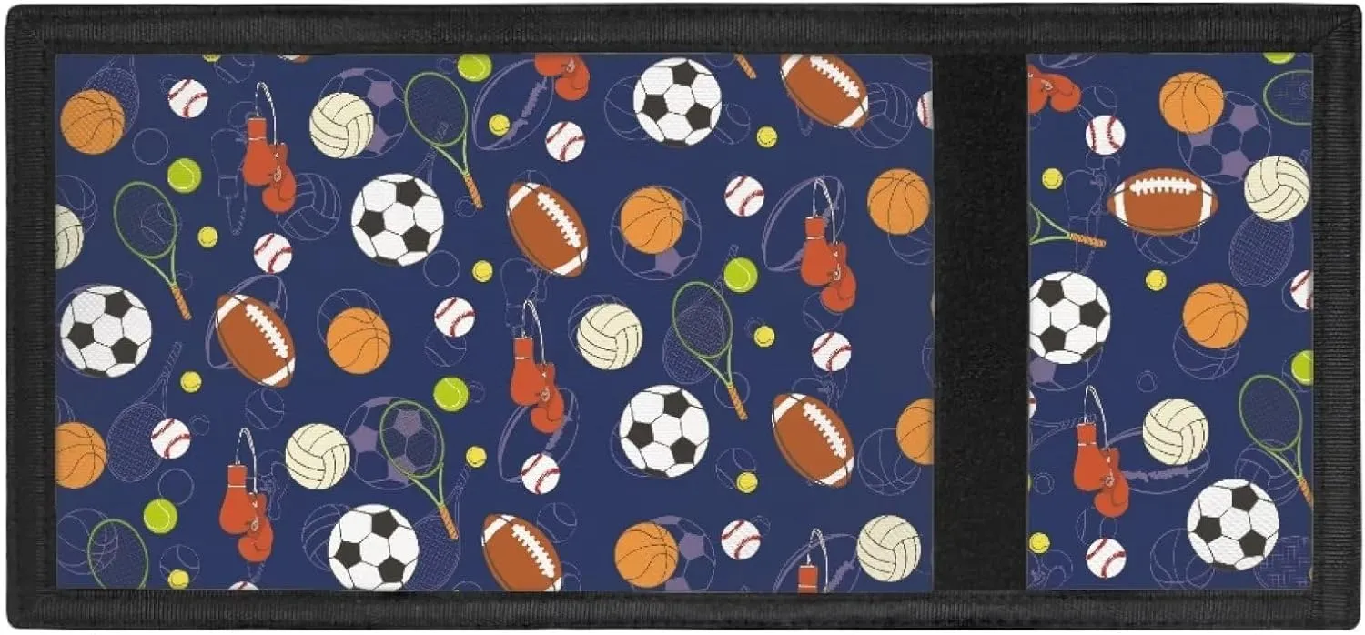 Rnyleeg Kids Wallet for Boys & Girls,Sport Theme Trifold Wallet with Coin Pocket,Cash Pocket Novelty Wallet for Childrens Gifts, blue, Casual