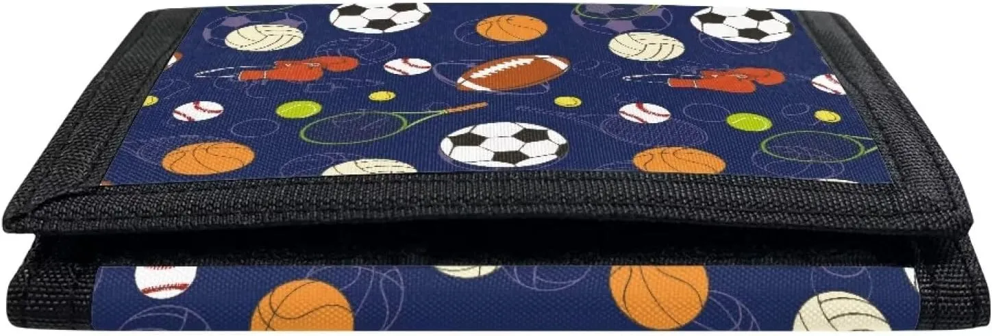 Rnyleeg Kids Wallet for Boys & Girls,Sport Theme Trifold Wallet with Coin Pocket,Cash Pocket Novelty Wallet for Childrens Gifts, blue, Casual