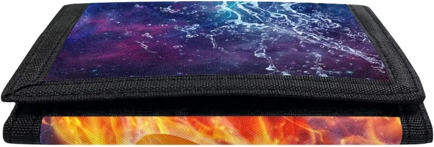 Rnyleeg Kids Wallet for Boys & Girls,Sport Theme Trifold Wallet with Coin Pocket,Cash Pocket Novelty Wallet for Childrens Gifts, Fire American Football, Casual