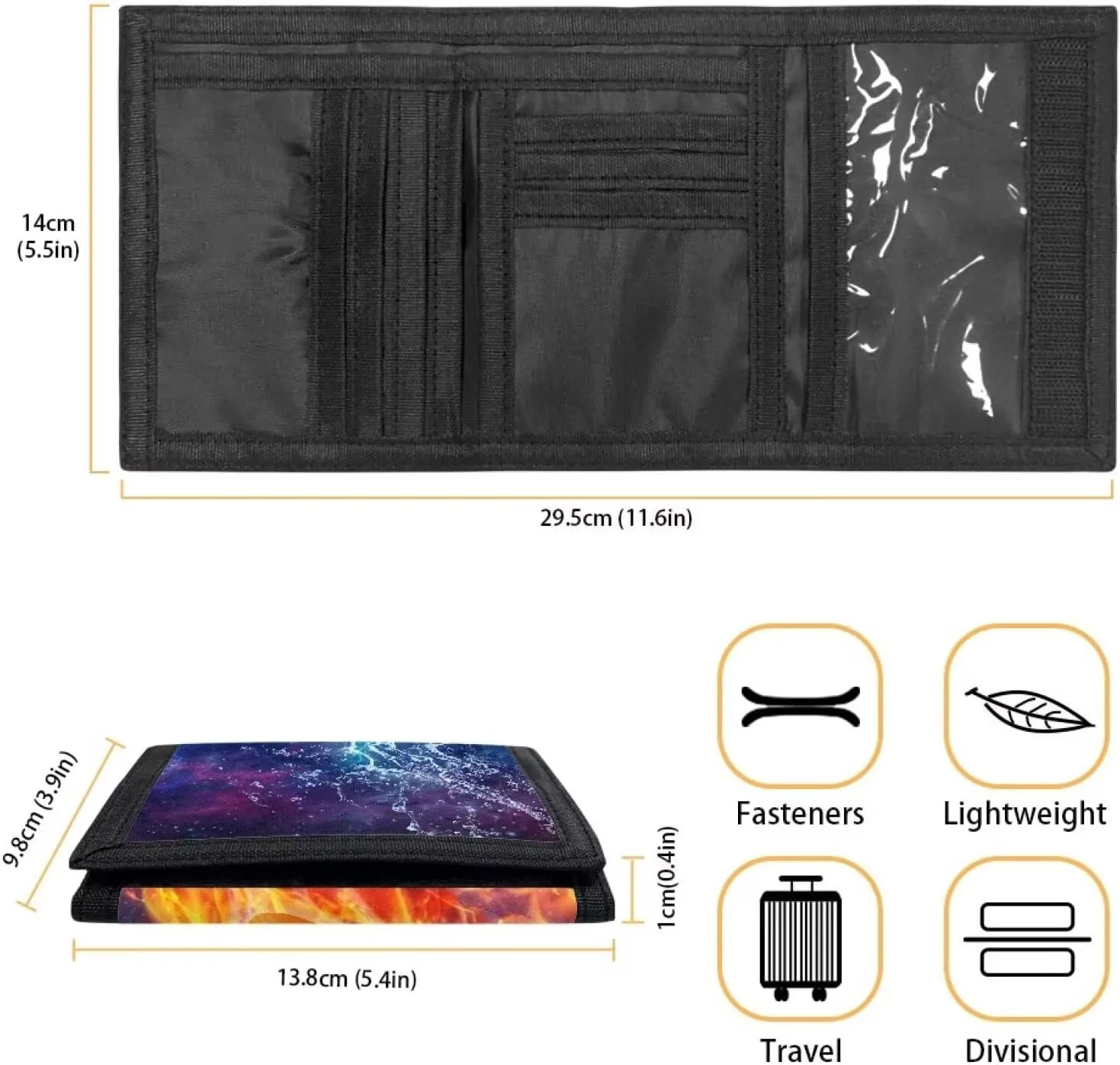Rnyleeg Kids Wallet for Boys & Girls,Sport Theme Trifold Wallet with Coin Pocket,Cash Pocket Novelty Wallet for Childrens Gifts, Fire American Football, Casual