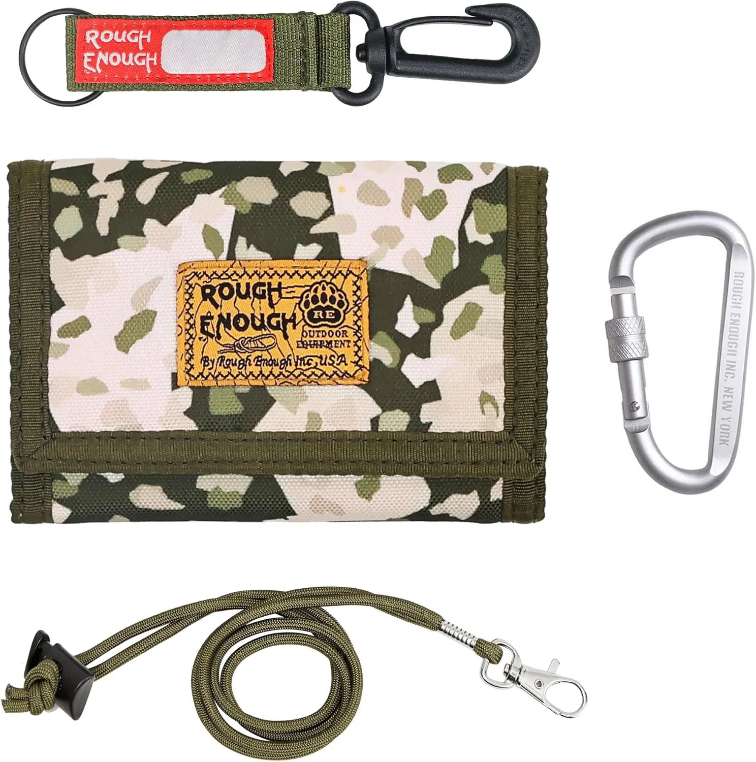Rough Enough Boys Wallet for Kids Teen Boys Men Neck Lanyard Wallet with Keychain, Green, 5 x 3.4 x 1 inches, Casual, Sports, Classic