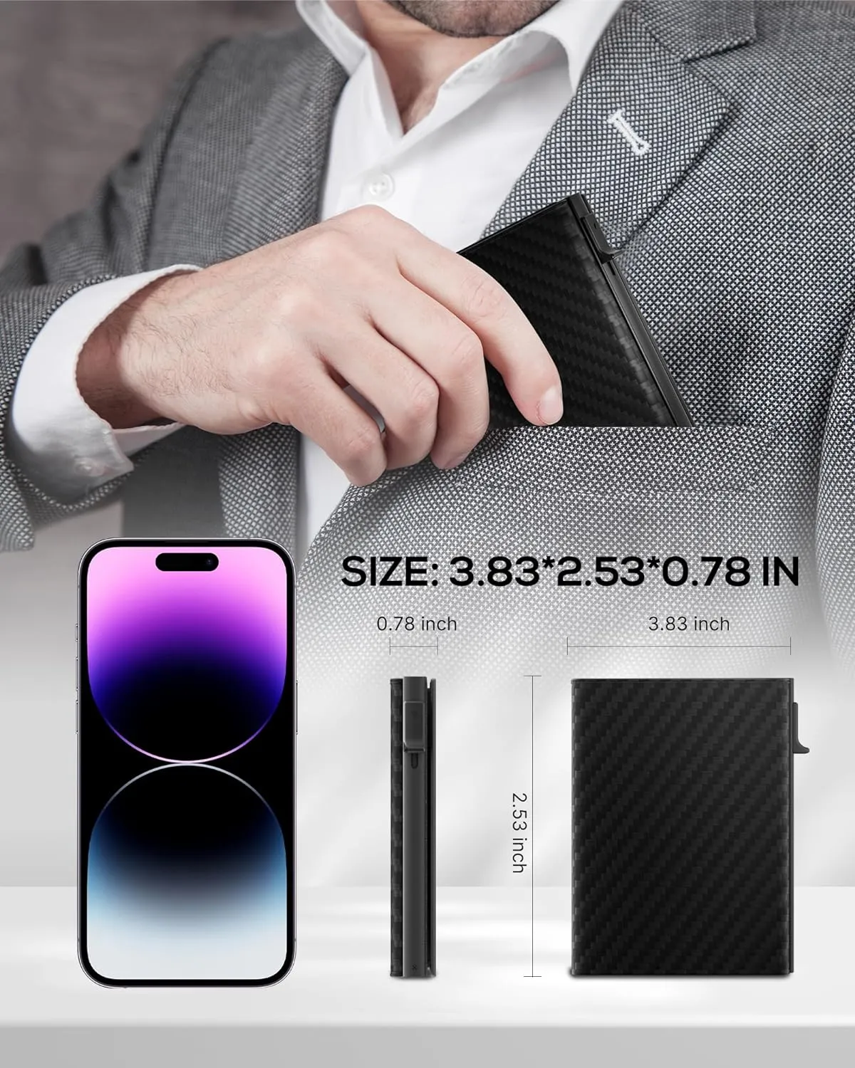 ROYAL KIT Mens Wallet Card Holder - Smart Wallet for Men, Pop Up Card Case, Top Grain Leather, RFID Blocking, Slim, Minimalist, Ultra-Thin, Front Pocket, 12 Card Capacity | ID Window | Cash Slot,