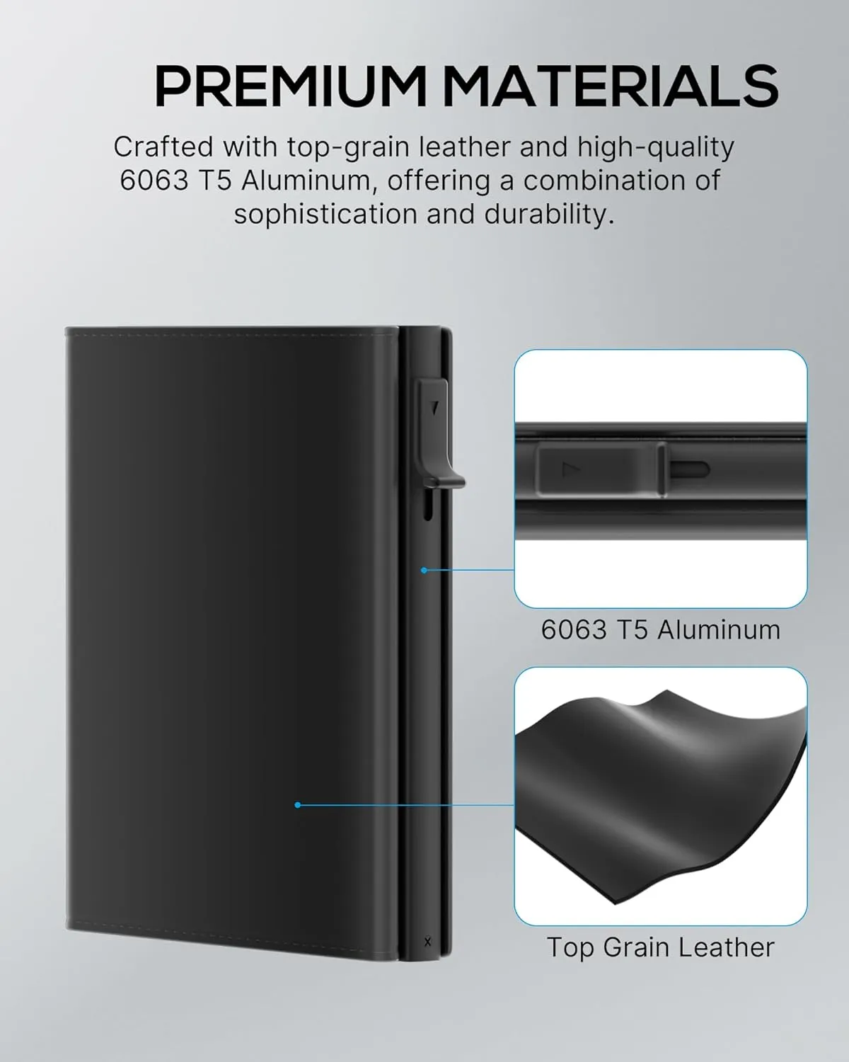 ROYAL KIT Mens Wallet Card Holder - Smart Wallet for Men, Pop Up Card Case, Top Grain Leather, RFID Blocking, Slim, Minimalist, Ultra-Thin, Front Pocket, 12 Card Capacity | ID Window | Cash Slot,