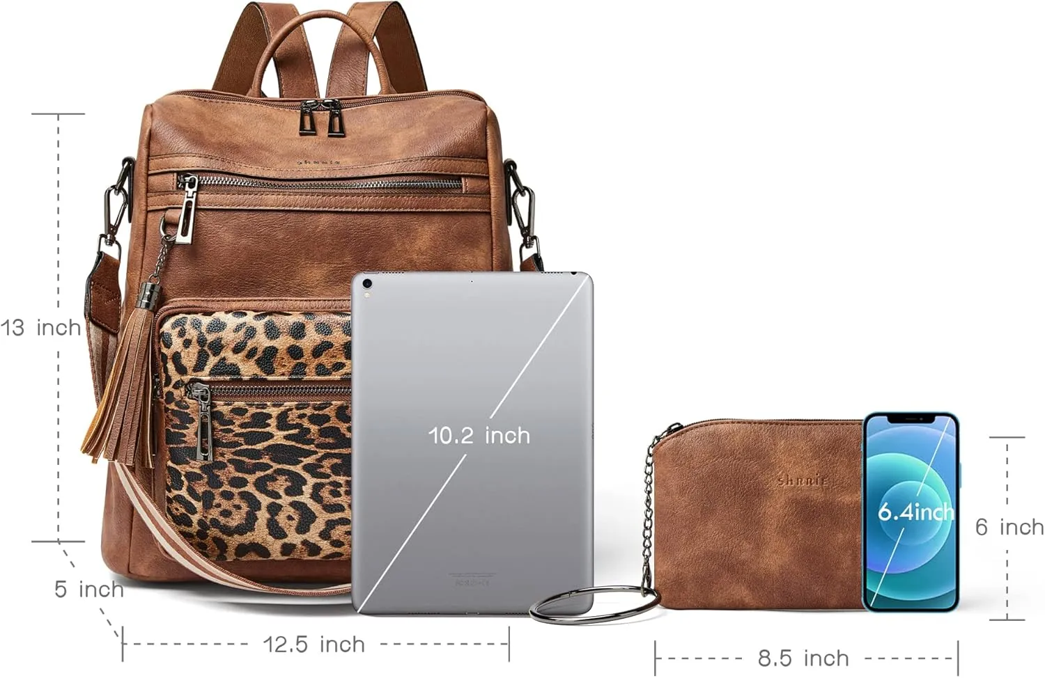 Shrrie Backpack Purse for Women Leather Backpack Fashion Designer Travel Backpack Convertible Shoulder Bag