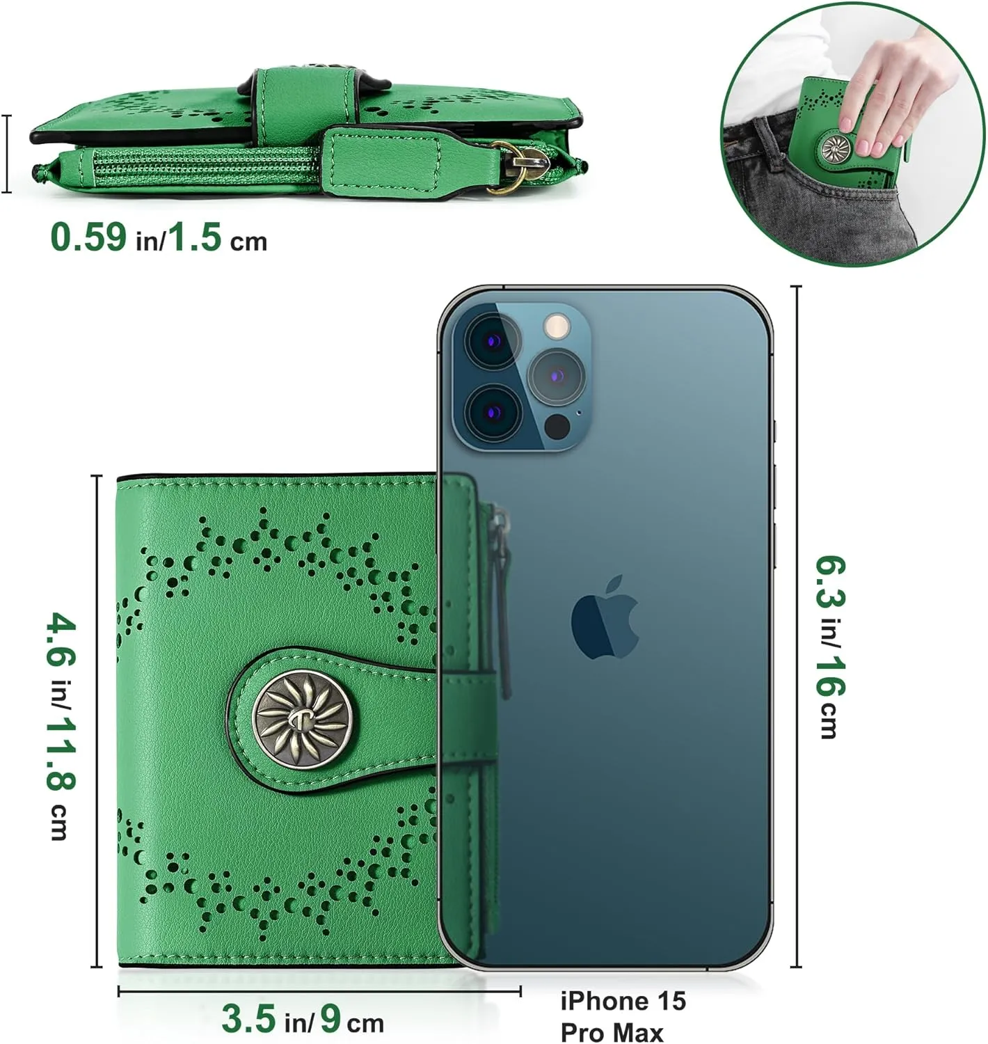 Tipmile Small Wallet for Women Bifold RFID Blocking Card Holder Leather Wallets with Zipper Coin Pocket, Forest Green, Casual