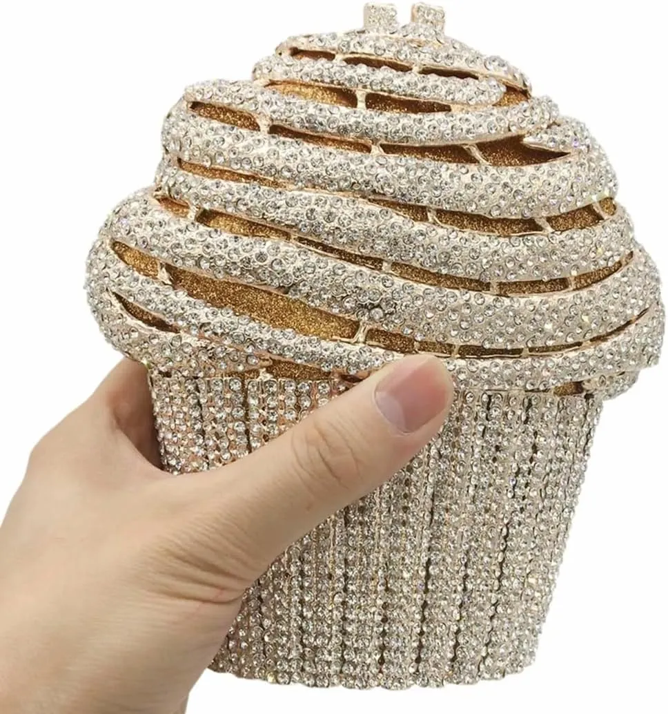 Women Ice Cream Crystal Evening Bag Luxury Rhinestone Clutch Wedding Party Minaudiere Purse and Handbag for Cocktail