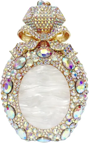 Women Rhinestone Perfume Bottle Clutch Purse Luxury Shell Crystal Evening Bag Cute Diamond Wedding Party Handbag